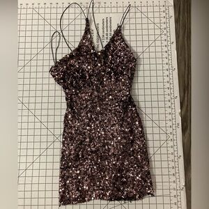 Astr Sequin Dress in Dark Purple